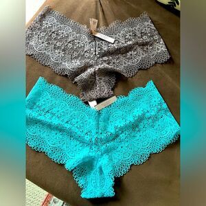 VICTORIA SECRET NWT cheeky boy shorts size LG. Taupe and blue beautiful colors